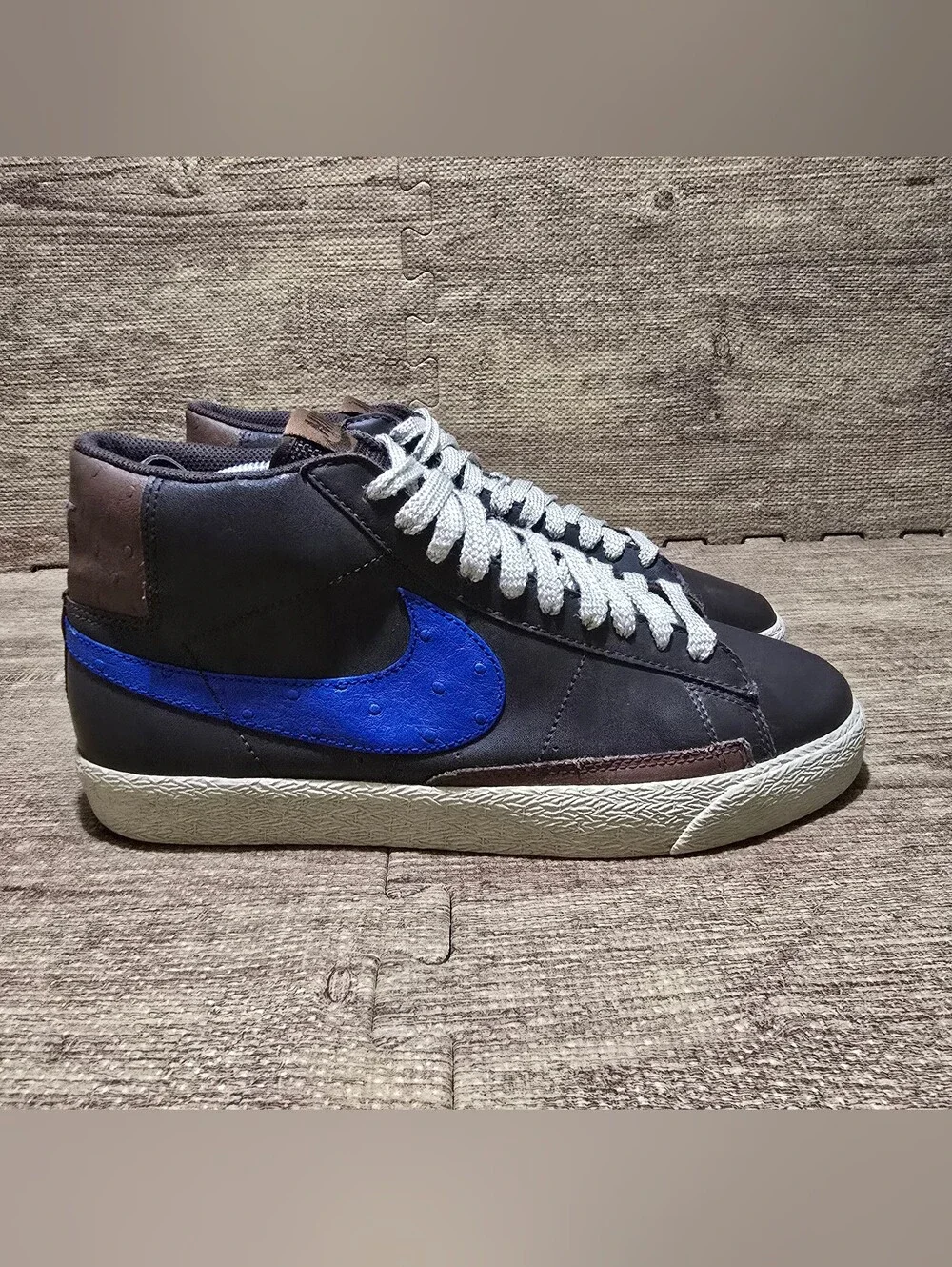 RARE Nike Blazer High Ostrich Brown Royal Blue Shoes Sz 11 315877-241 Mens